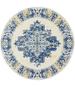 Nourison Home Grafix GRF14 White 5 ft. 3 in. Round Area Rug