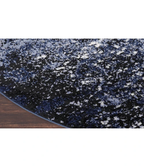 Nourison Passion Light Blue Black PSN10 5 ft. 3 in. Round Rug