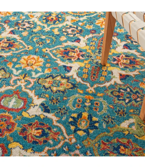 Nourison Allur Area Rug ALR03 Turquoise Ivory