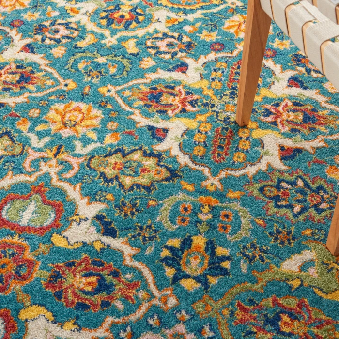 Nourison Allur Area Rug ALR03 Turquoise Ivory