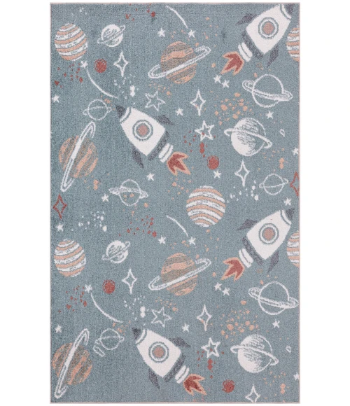 Nourison Astra Machine Washable Blue Multicolor ASW18 3 ft. 3 in. X 5 ft. Rectangle Rug