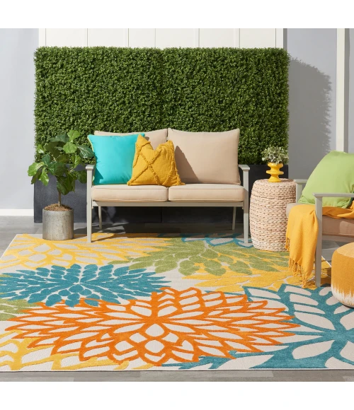Nourison Aloha Area Rug ALH05 Turquoise Multicolor