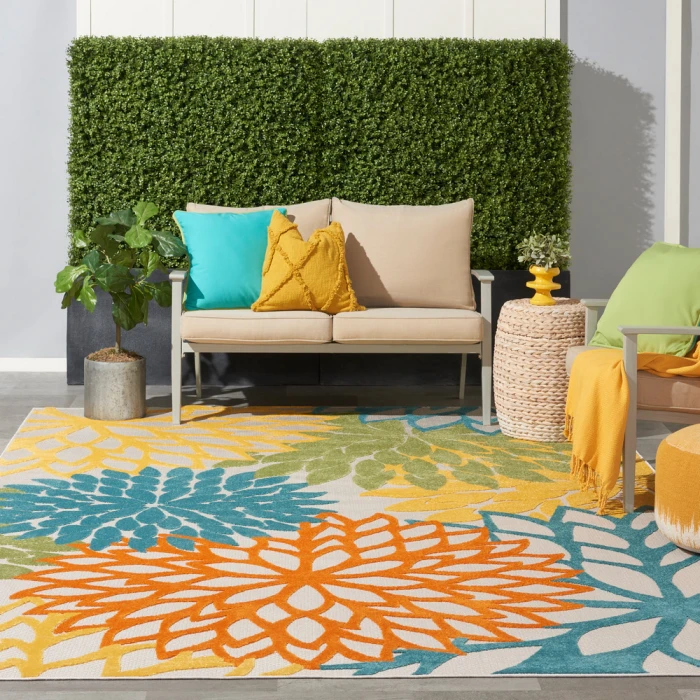 Nourison Aloha Area Rug ALH05 Turquoise Multicolor