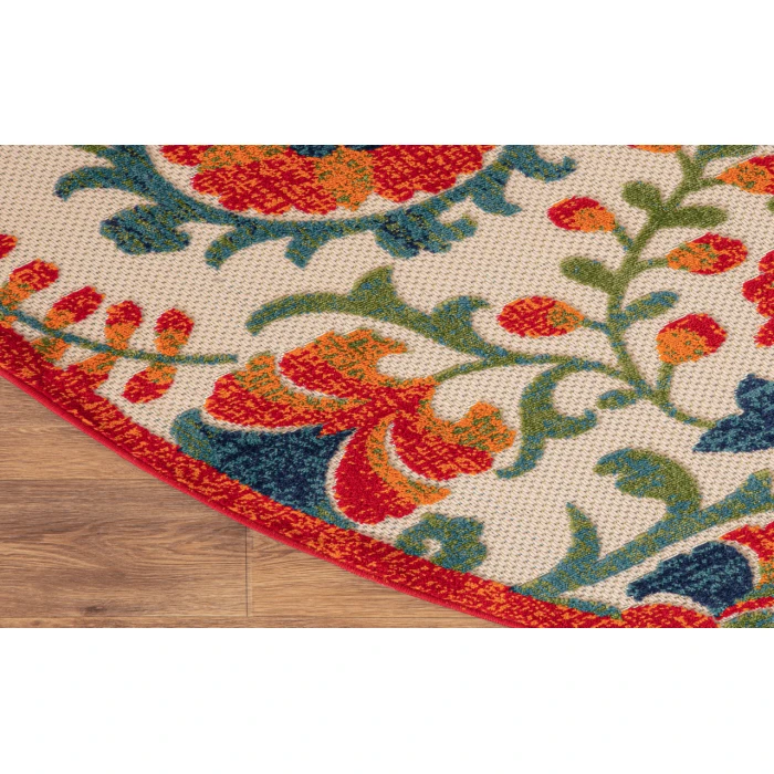 Nourison Aloha Red Multicolor ALH17 7 ft. 10 in. Round Rug