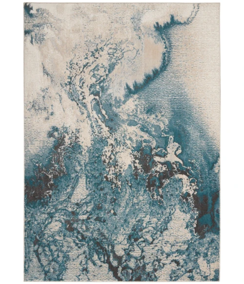Nourison Maxell Area Rug MAE08 Ivory/Teal 5'3" x 7'3"