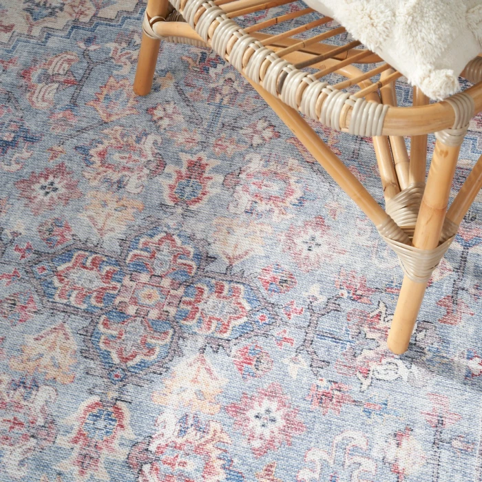 Nicole Curtis Machine Washable Series 1 Area Rug SR104 Blue/Multi 5' x 7'