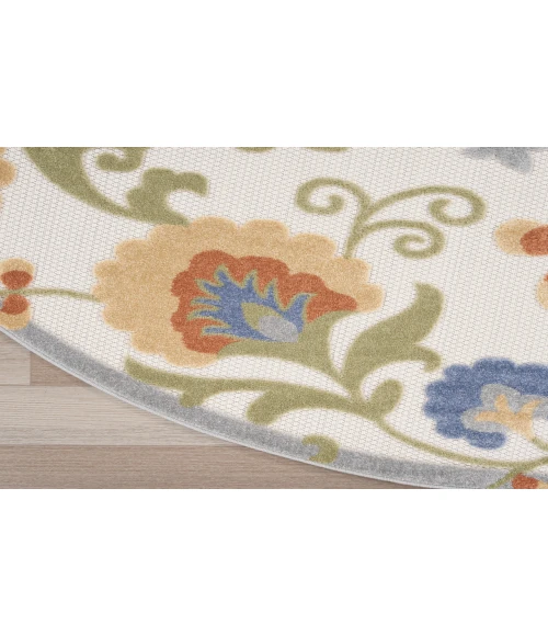 Nourison Aloha Ivory Blue ALH17 7’10” Round Rug