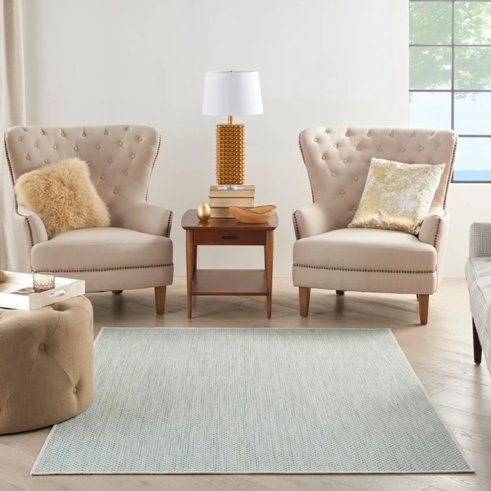 Nourison Courtyard Area Rug COU01-Ivory Aqua