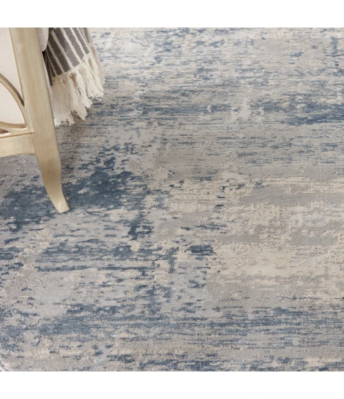 Nourison Rustic Textures Area Rug RUS10 Ivory Blue 7'10" Round