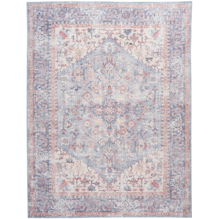 Nicole Curtis Machine Washable Series 1 Area Rug SR104 Blue/Multi 8' x 10'