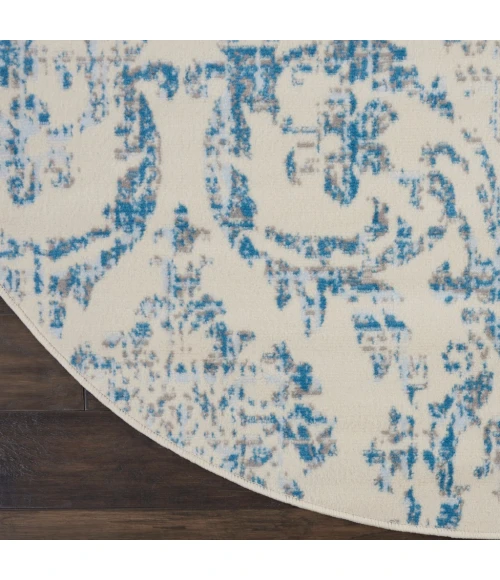 Nourison Jubilant Round Area Rug JUB09-Ivory/Blue