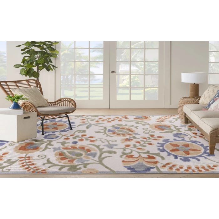 Nourison Aloha Ivory Blue ALH17 7 ft. 10 in. X 10 ft. 6 in. Rectangle Rug