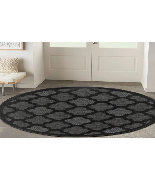 Nourison Easy Care Charcoal Black NES01 5 ft. Round Rug