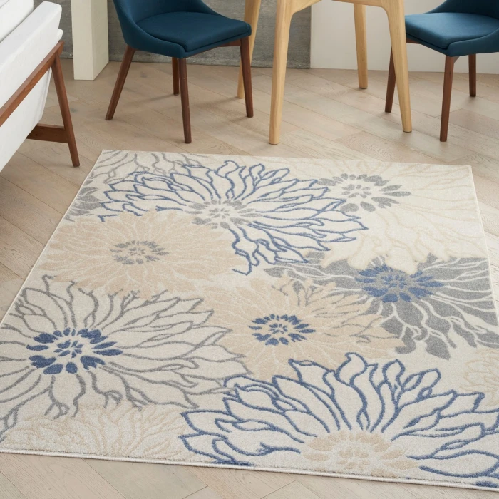 Nourison Passion Area Rug PSN17 Ivory Grey Blue 5'3" x 7'3"