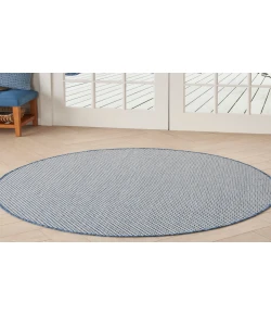 Nourison Home Courtyard COU01 Ivory Blue 5 ft. Round Area Rug