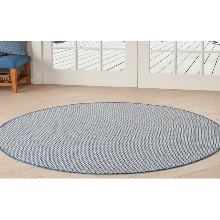 Nourison Courtyard Ivory Blue COU01 5 ft. Round Rug
