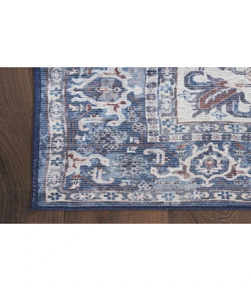 Nicole Curtis Machine Washable Series 1 Navy Ivory SR104 2 ft. 2 in. X 10 ft. Rectangle Rug