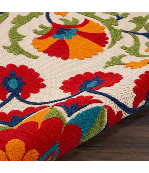 Nourison Aloha Round Area Rug ALH20-Red/Multicolor