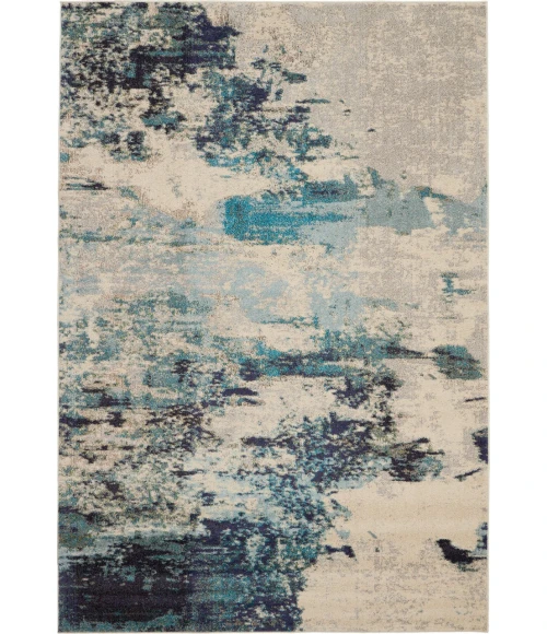 Nourison Celestial Area Rug CES02-Ivory/Teal Blue
