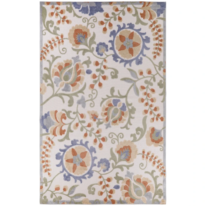 Nourison Aloha Ivory Blue ALH17 9 ft. X 12 ft. Rectangle Rug