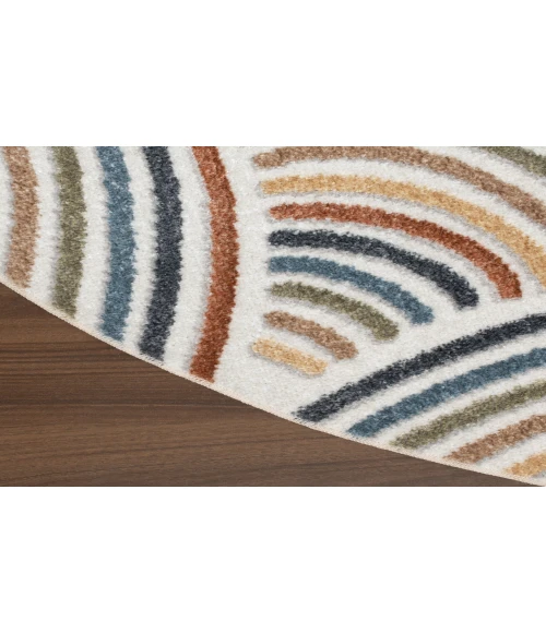Nourison Astra Machine Washable Ivory Multicolor ASW08 4 ft. Round Rug