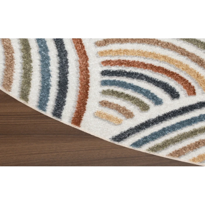 Nourison Astra Machine Washable Ivory Multicolor ASW08 4 ft. Round Rug