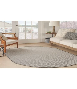 Nourison Home Courtyard COU01 Ivory Charcoal 5 ft. X 8 ft. Oval Area Rug