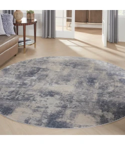 Nourison Home Rustic Textures RUS02 Blue Ivory 5 ft. 3 in. Round Area Rug