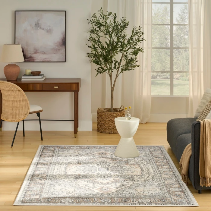 Nourison Quarry Ivory Grey Taupe QUA18 5 ft. X 7 ft. Rect. Rug
