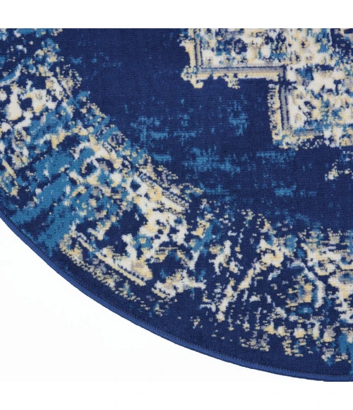 Nourison Grafix Round Area Rug GRF14-Navy Blue
