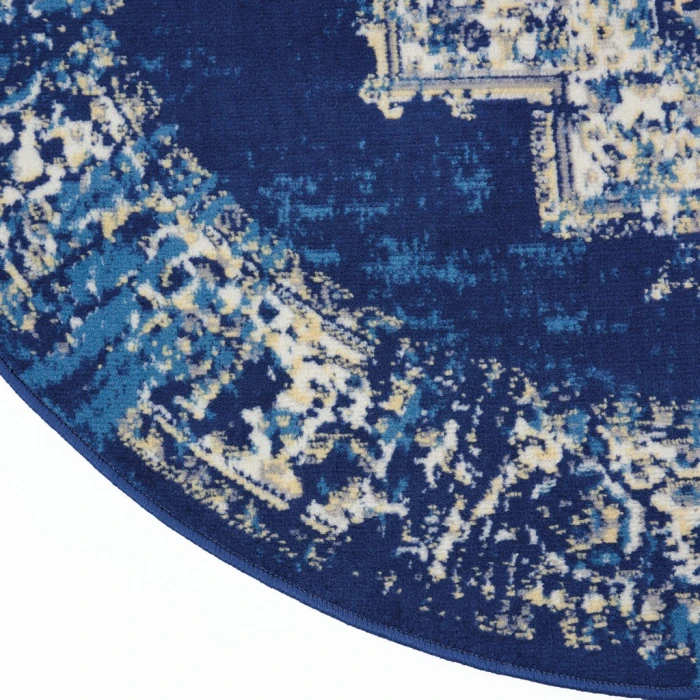 Nourison Grafix Round Area Rug GRF14-Navy Blue