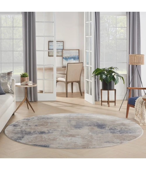 Nourison Rustic Textures Area Rug RUS02 Beige/Grey 7'10" Round