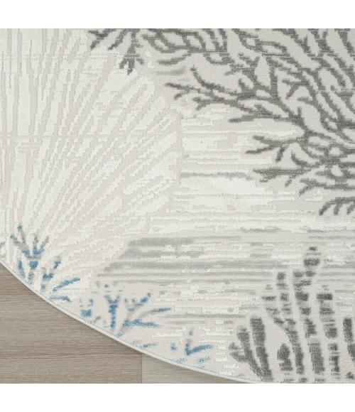 Nourison Seaside Ivory Grey Blue SDS04 5 ft. X Round Rug