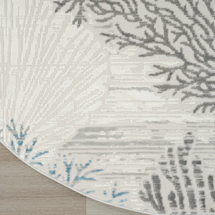Nourison Seaside Ivory Grey Blue SDS04 5 ft. X Round Rug