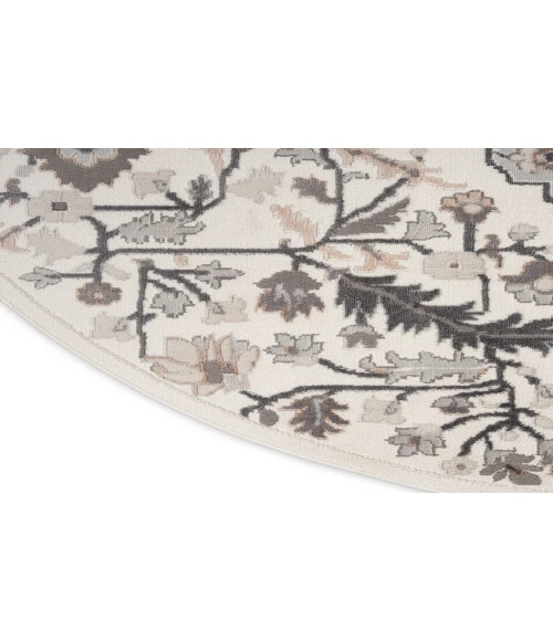 Nourison Elation Ivory Grey ETN09 5 ft. 3 in. Round Rug