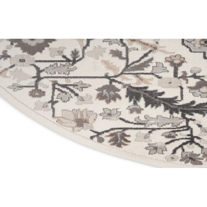 Nourison Elation Ivory Grey ETN09 5 ft. 3 in. Round Rug