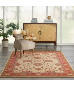 Nourison Home Living Treasures LI04 Ivory/Red 5 ft. 6 in. X 8 ft. 3 in. Area Rug