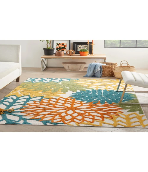 Nourison Aloha Turquoise Multicolor ALH05 3 ft. 6 in. X 5 ft. 6 in. Rectangle Rug