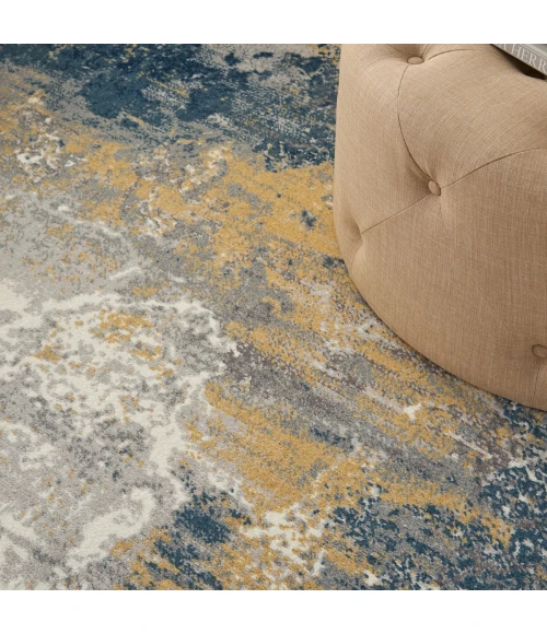 Nourison Twilight Area Rug TWI22 Navy Gold 7'9" x 9'9"