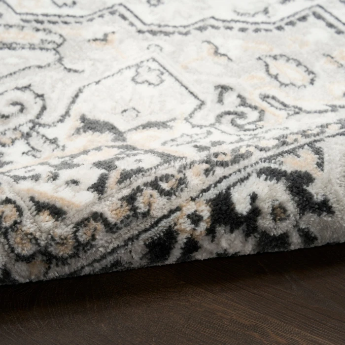 Nourison Dekor Ivory Charcoal DEK08 5 ft. 3 in. X 7 ft. Rect. Rug