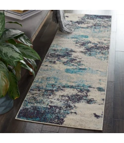 Nourison Home Celestial CES02 Ivory Teal Blue 2 ft. 2 in. X 7 ft. 6 in. Area Rug