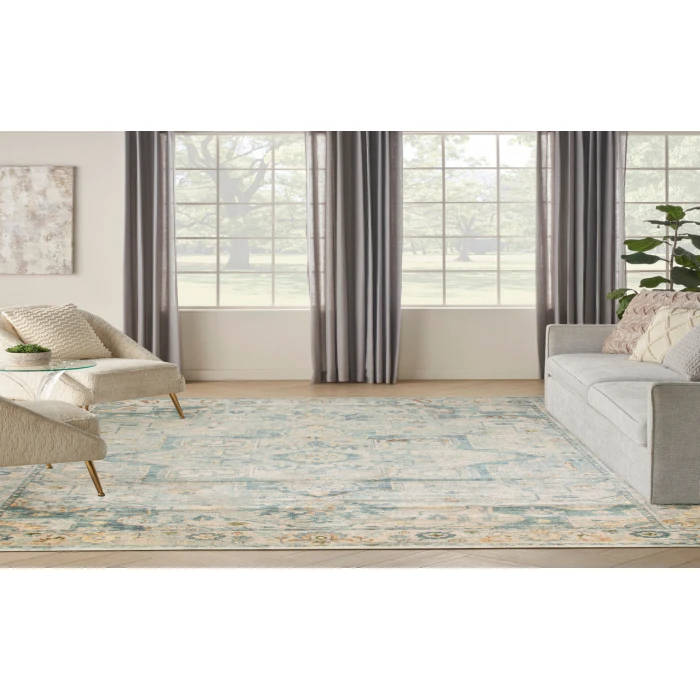 Nourison Astra Machine Washable Light Blue ASW12 9 ft. X 12 ft. Rectangle Rug
