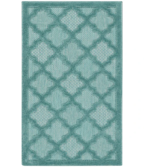 Nourison Easy Care Aqua/Teal NES01 2 ft. X 4 ft. Rectangle Rug