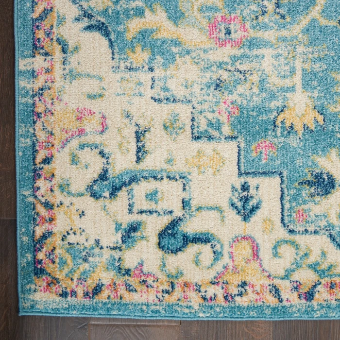 Nourison Passion Area Rug PSN25 Ivory/Light Blue 2'2" x 10'