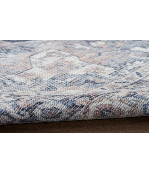 Nicole Curtis Machine Washable Series 1 Ivory Navy SR101 6 ft. X 9 ft. Rectangle Rug