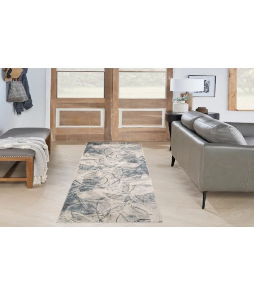 Nourison Astra Machine Washable Silver Blue ASW14 2 ft. 2 in. X 8 ft. Rectangle Rug