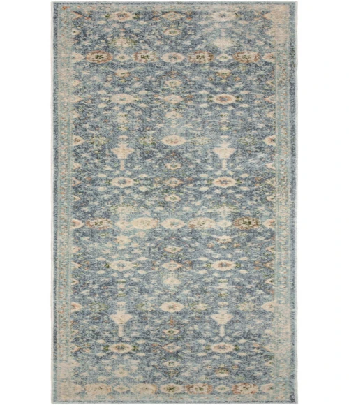 Nourison Astra Machine Washable Teal Beige ASW16 2 ft. X 6 ft. Rectangle Rug