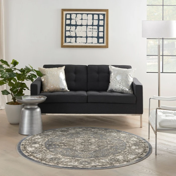 Nourison Quarry Blue QUA05 8 ft. X Round Rug