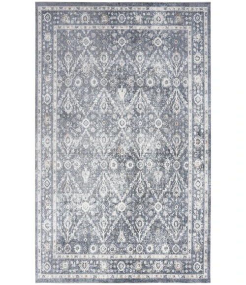 Nourison Astra Machine Washable Dark Blue ASW16 6 ft. 7 in. X 9 ft. Rectangle Rug