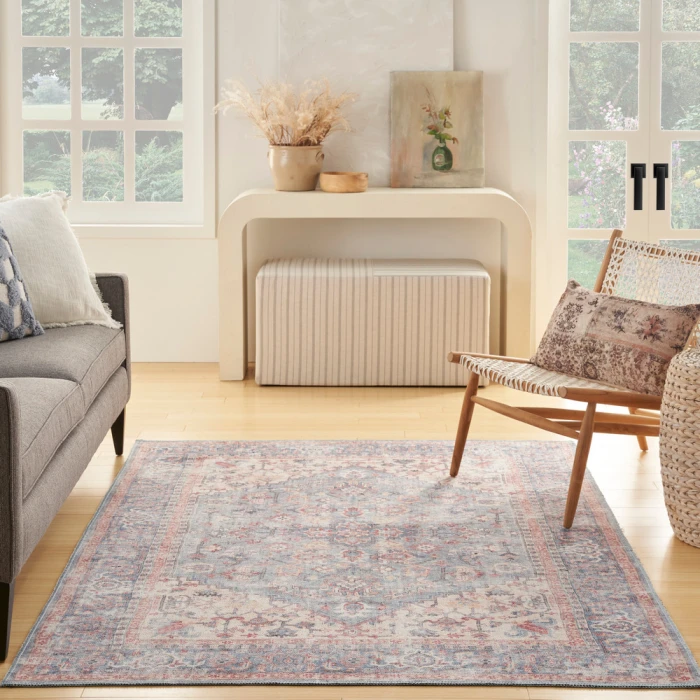 Nicole Curtis Machine Washable Series 1 Area Rug SR104 Blue/Multi
